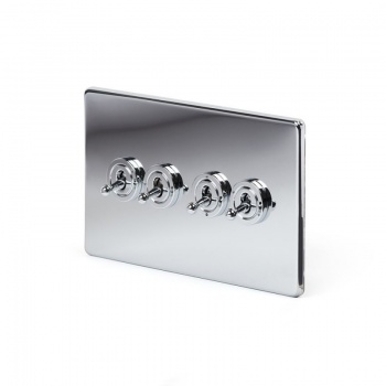 Polished Chrome Luxury 4 Gang 2 Way Dolly Switch