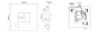 Fusion Matt Black & Brushed Brass 13A Switched Fuse Flex Outlet Black Insert Screwless