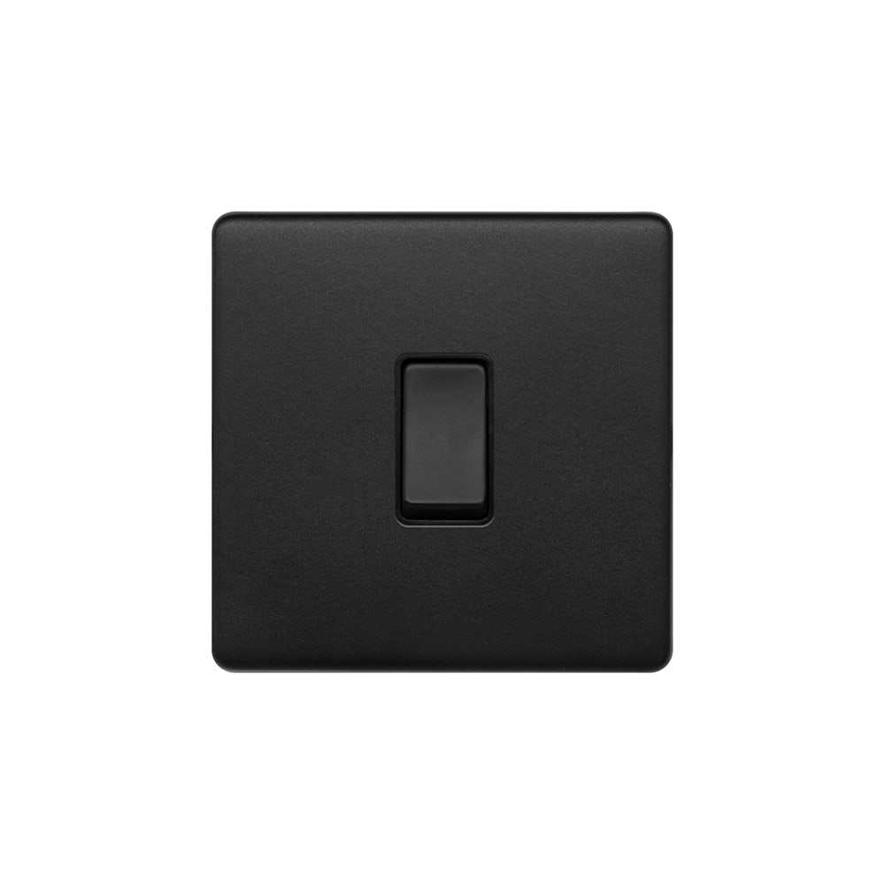 Matt Black 20A 1 Gang DP Switch Black Insert Screwless