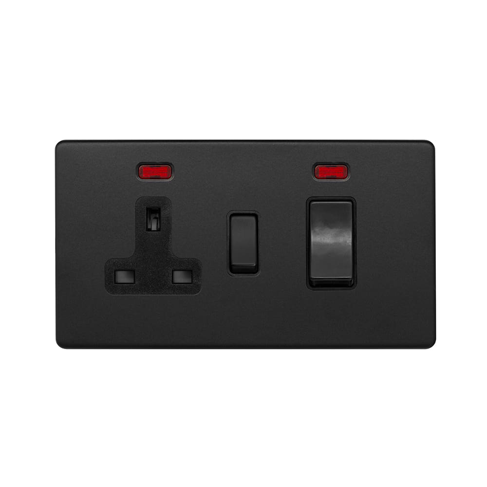 Matt Black 45A Cooker Control Unit & Neon Screwless