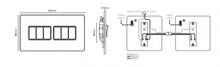 Fusion Matt Black & Brushed Brass 10A 6 Gang 2 Way Switch Black Insert Screwless