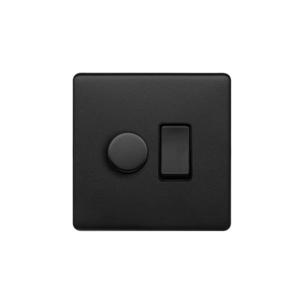 Matt Black Dimmer and Rocker Switch Combo (2 -Way Intelligent Dimmer & 2-Way Switch)