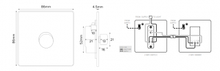 Fusion Antique Copper & Brushed Chrome 1 Gang 2 Way Trailing Dimmer Screwless 100W LED (250w Halogen/Incandescent)