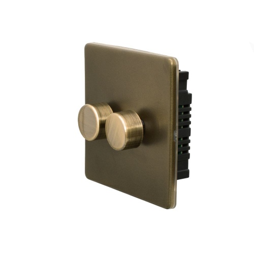 Bronze 2 Gang 2 Way Trailing Dimmer Screwless 100W LED (250w Halogen/Incandescent)