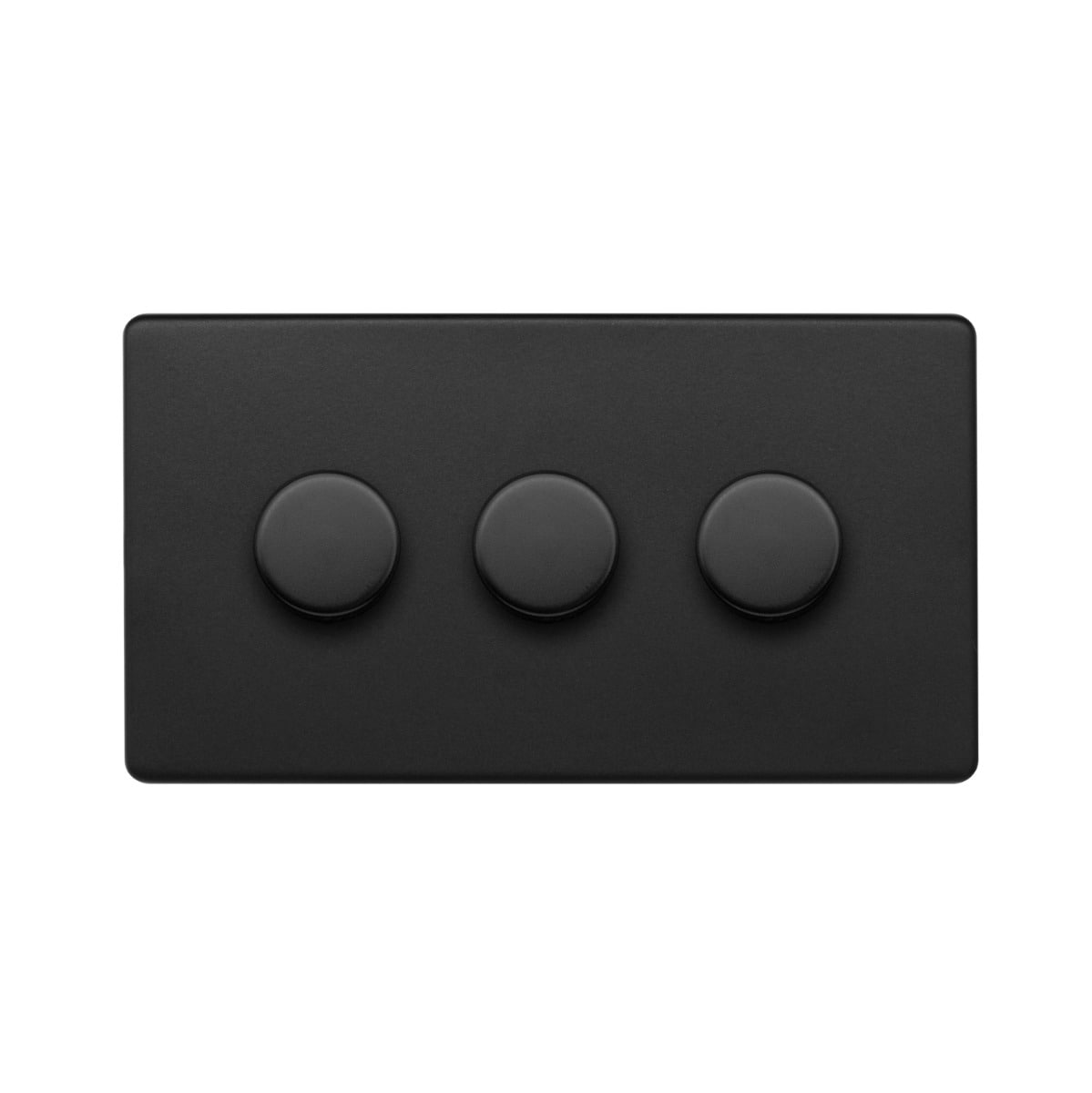 Matt Black 3 Gang 400W LED Dimmer Switch