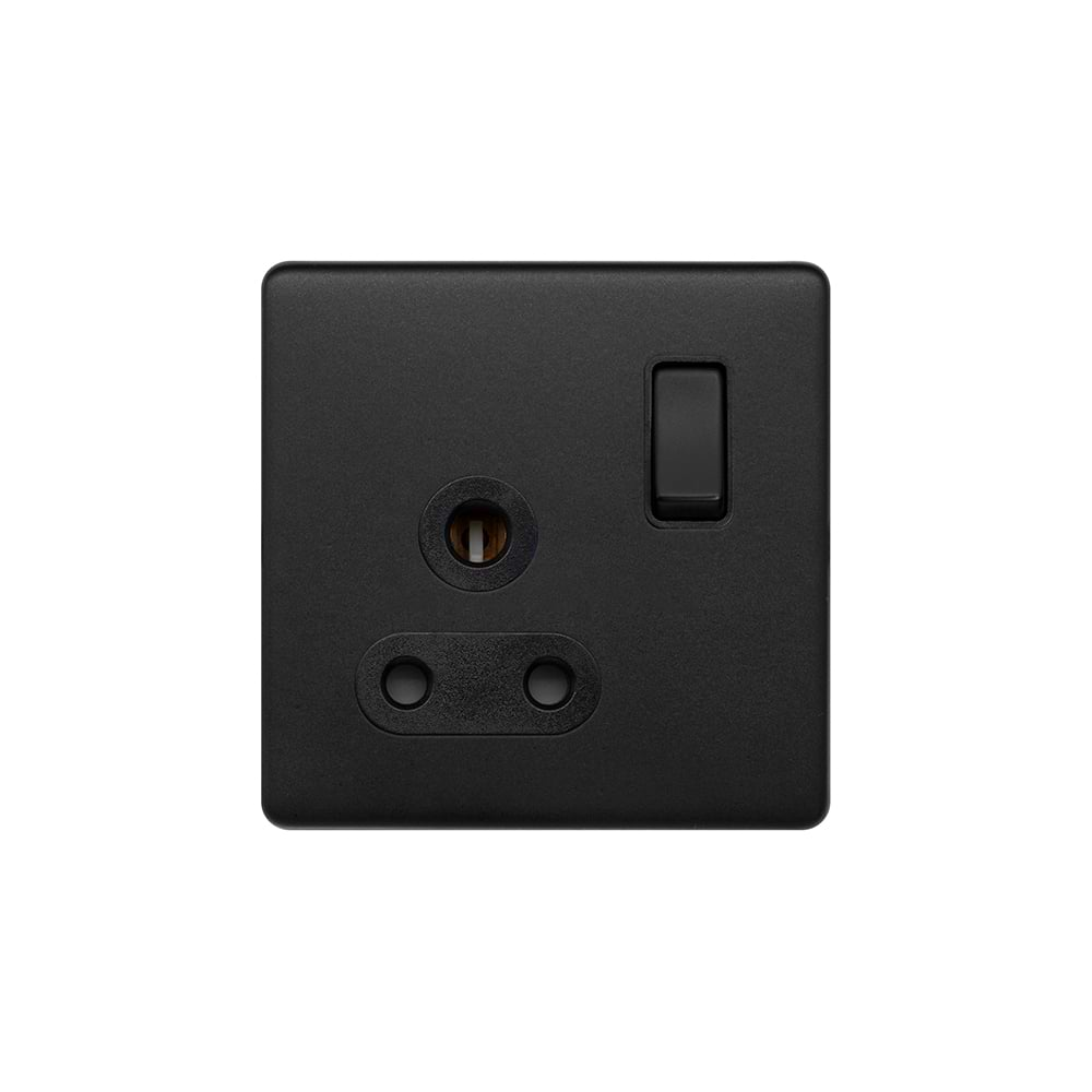 Matt Black 5 Amp Socket with Switch Screwless