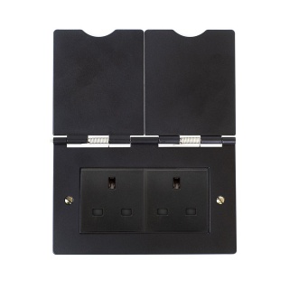 The Camden Collection Matt Black 13A 2 Gang Euromod Floor Socket Blk Ins