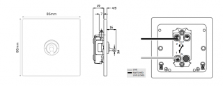 Fusion Matt Black & Brushed Brass 20A 1 Gang 2 Way Toggle Switch Screwless