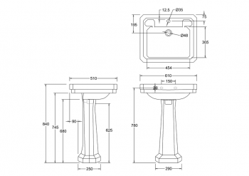 Victorian basin and standard pedestal