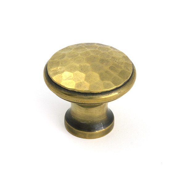 Aged Brass Hammered Cabinet Knob - Medium