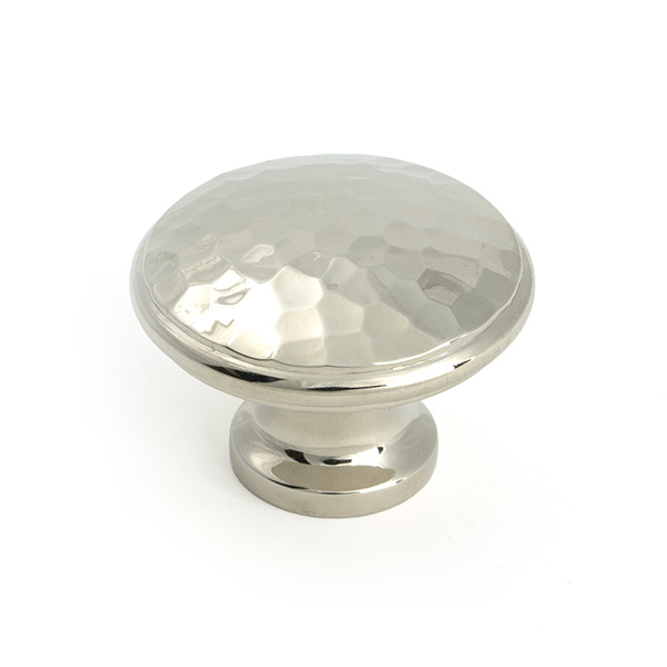 Polished Nickel Hammered Cabinet Knob - Large