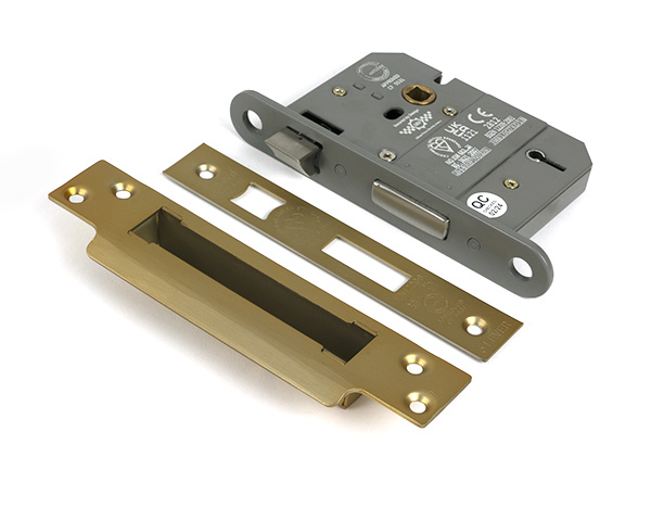 Satin Brass 3'' 5 Lever BS Sash Lock