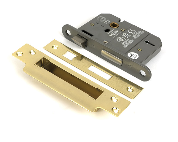 Polished Brass 3'' 5 Lever BS Sash Lock KA