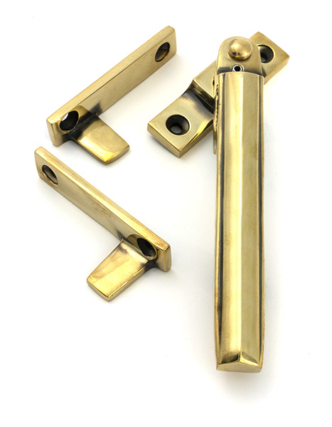 Aged Brass Night-Vent Locking Art Deco Fastener