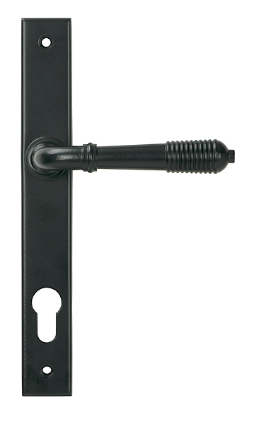 Matt Black Reeded Slimline Lever Espag. Lock Set