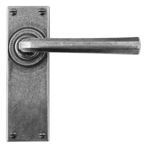 Finesse Tunstall Pewter Door Handle on Backplate