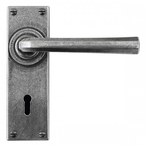 Finesse Tunstall Pewter Door Handle on Backplate