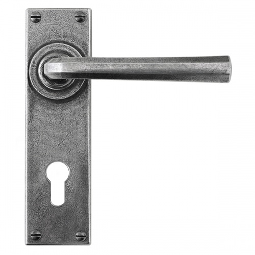 Finesse Tunstall Pewter Door Handle on Backplate