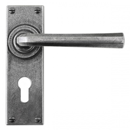 Finesse Tunstall Pewter Door Handle on Backplate