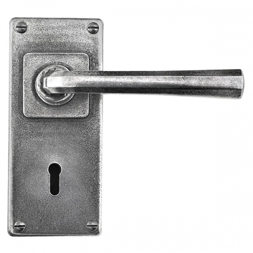 Finesse Tunstall Jesmond Pewter Door Handle on Backplate