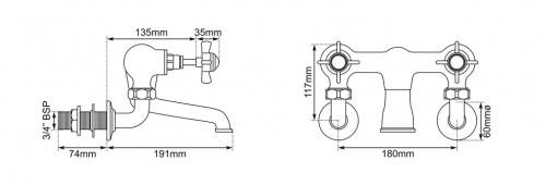 Wall Mounted Bath Filler - Chrome